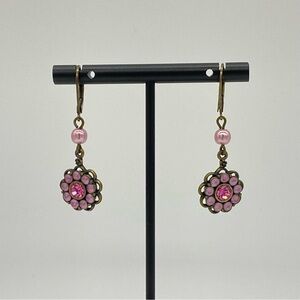 Avon Pink Flower Leverback Earrings